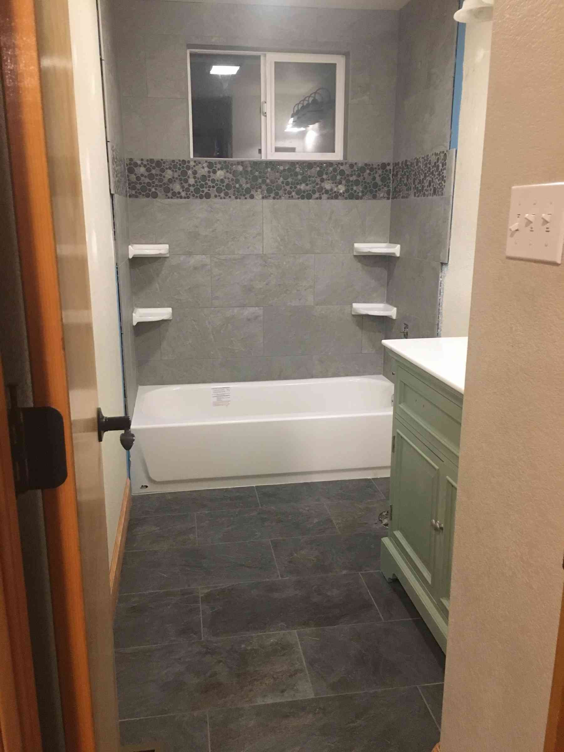 New shower and floor tile