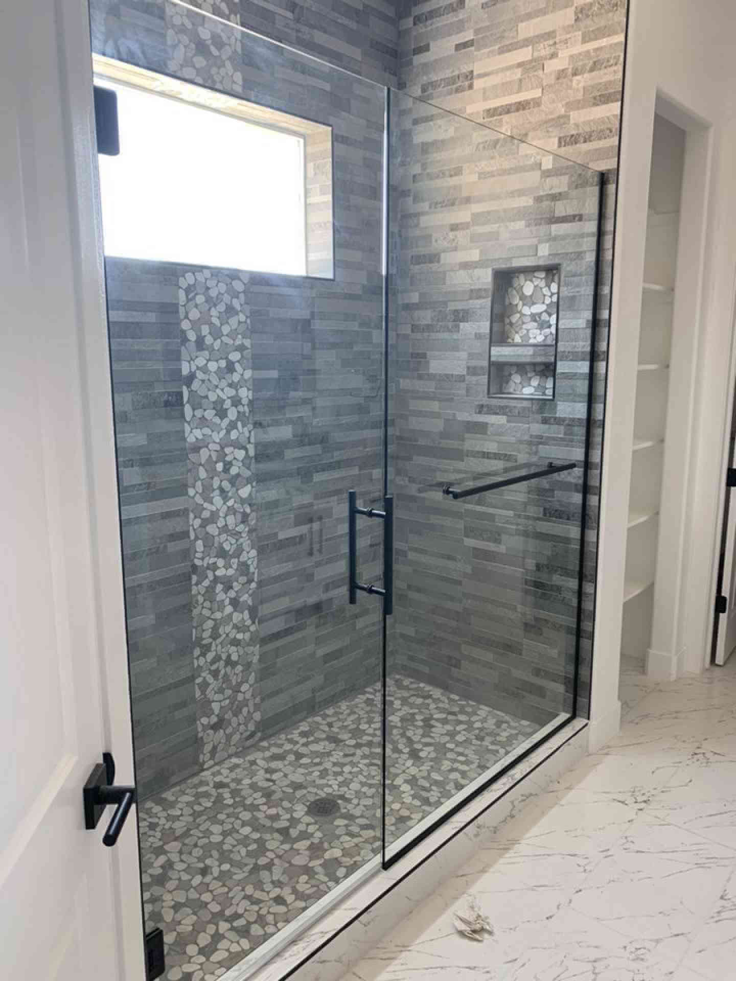 Master Bathroom Shower with Glass Installed